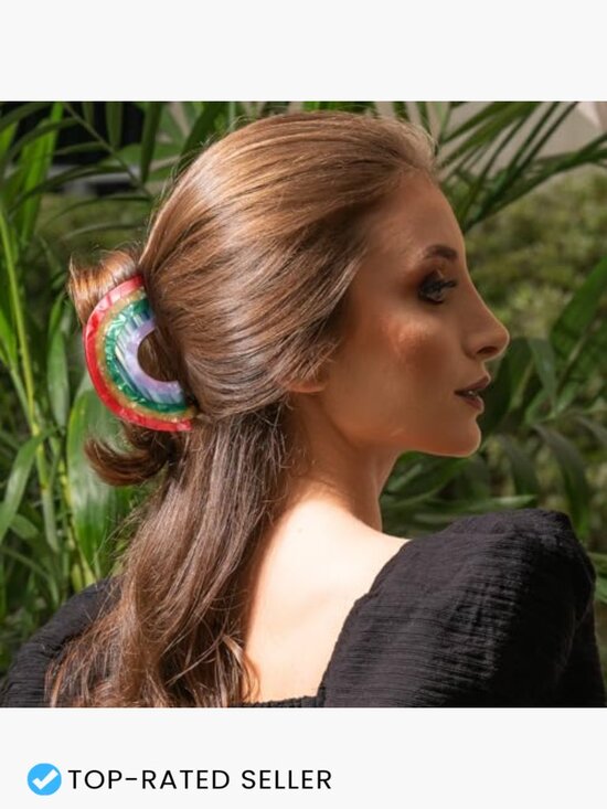 Large Rainbow Hair Claw Clip Non Slip 3.5inch Acrylic Acetate Strong Hold Jaw main image 4